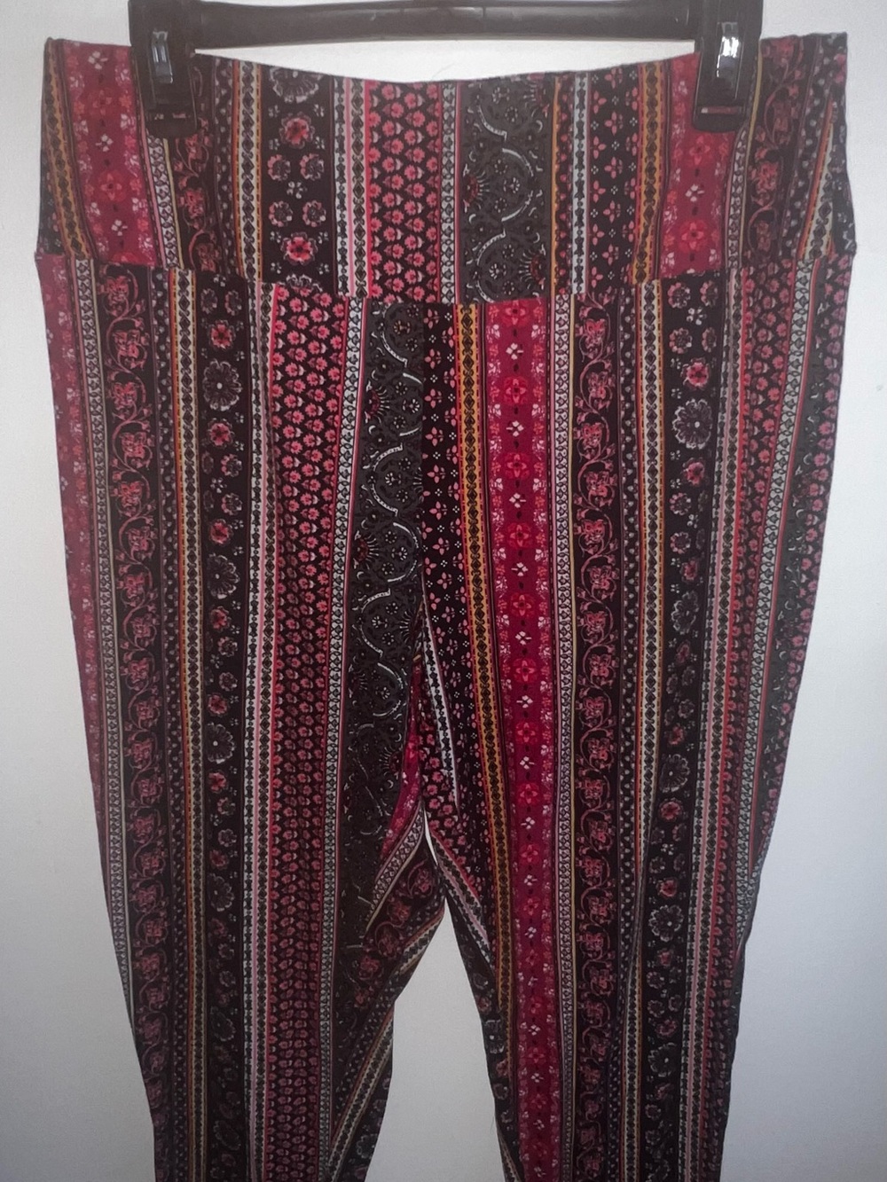 Terra & Sky Red and Black Striped Boho Leggings